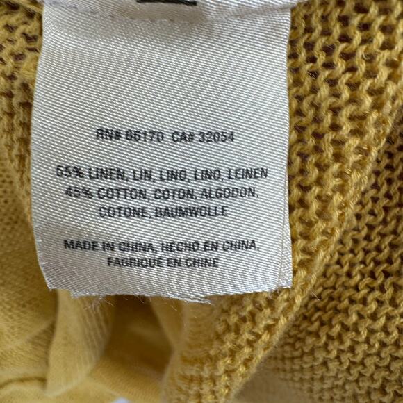Moth Anthropologie Linen Blend Loose Knit Sweater Womens Large Yellow Boat Neck - Picture 8 of 11